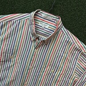 Vintage Yves Saint Laurent YSL Multi Colored Bengal Striped Button Down Shirt